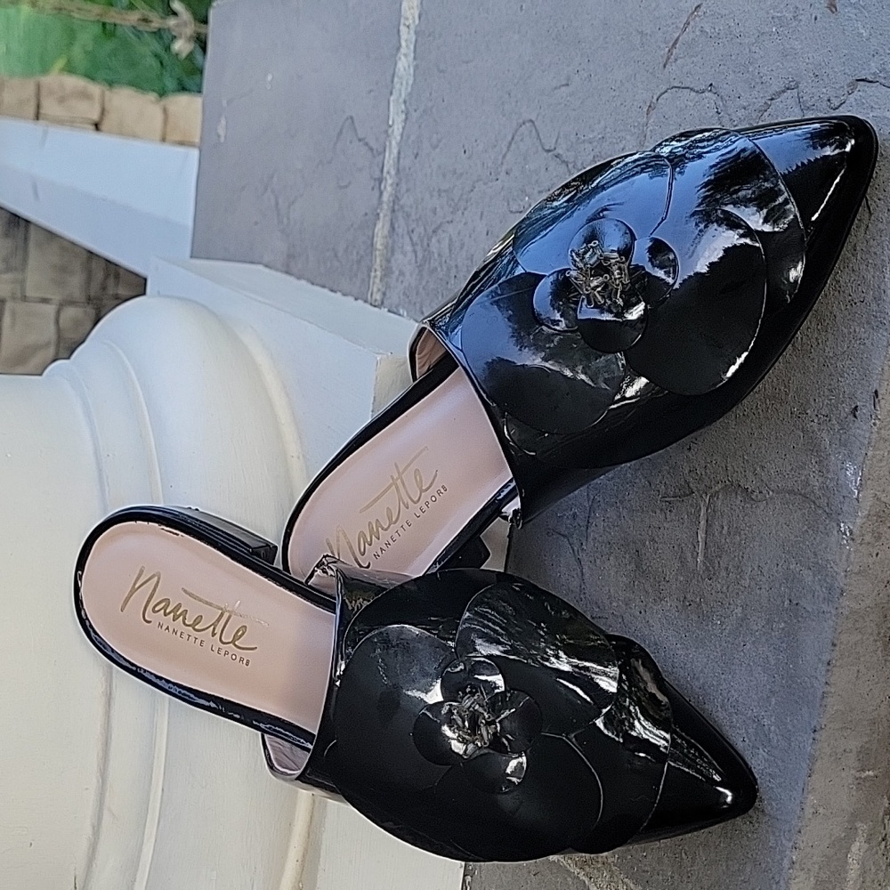 Nanette Lepore Black Alexandra Mules -Size 7